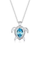 Elli Dames zeeschildpad met kristal in 925 sterling zilver