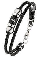 Jobo Lederarmband »Anker«, 2-reihig geflochten Leder mit Edelstahl 21 cm