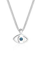 Elli Dames Boze Oog Hanger Symbool met Kristal Blauw in 925 Sterling Zilver