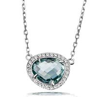 goldmaid Damencollier 925 Silber Glasstein blau mit Zirkonia