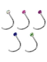 Adelia´s Nasenpiercing »Nasenpiercing«, Titan Nasen Piercing Set 5 bunte Nasenstecker mit Spirale - Stab 0,8mm