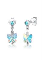 Elli Elli Oorbellen Kinderen Oor Hanger Vlinder Hanger Fonkelend met Kristal in 925 Sterling Zilver