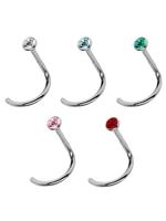 Adelia´s Nasenpiercing »Nasenpiercing«, Titan Nasen Piercing Set 5 bunte Nasenstecker mit Spirale- Stab 1 mm