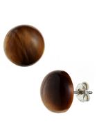 Jobo Paar Ohrstecker, rund 925 Silber mit Tigerauge
