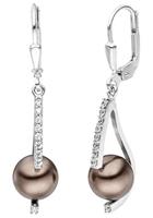 Jobo Perlenohrringe, 925 Silber mit synthetischen Perlen und Zirkonia