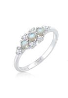 Elli dames met labradoriet edelsteen en zirkonia in vintage look in 925 sterling zilver verguld