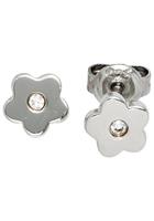 Jobo Paar Ohrstecker »Blume«, 925 Silber mit Zirkonia