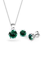 Elli Dames Hanger Oorsteker Set Kristal Groen in 925 sterling zilver Groen