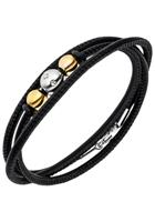 Jobo Lederarmband, Leder und Edelstahl mit Zirkonia