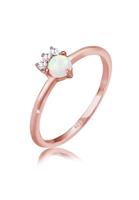 Elli Dames Vintage Look met Syn. Opaal en Kubusvormige Zirconia Kristallen in 925 Sterling Zilver