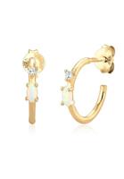 Elli creool marquise opaal zirconia 925 zilver verguld