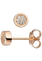Jobo Paar Ohrstecker, rund 925 Silber roségold vergoldet mit Zirkonia