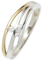 Jobo Silberring, 925 Silber bicolor vergoldet mit Zirkonia