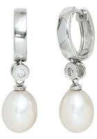 Jobo Perlenohrringe, 925 Silber mit Süßwasser-Zuchtperlen und Zirkonia