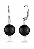 Elli Dames met Kogel Onyx Edelsteen Zwart in 925 Sterling Zilver