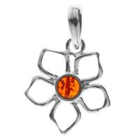 OSTSEE-SCHMUCK Kettenanhänger »Blüte 17 mm Silber 925/000 Bernstein« (1-tlg)