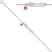 Schildband Herz 925 Sterling Silber mit rosa Glasstein 14 cm Gravur ID Armband