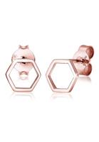 Elli Dames Stud Oorbellen Hexagon Geo Trend Minimal Filigraan 925 Sterling Zilver