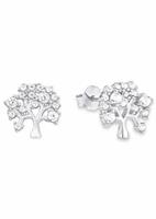 amor Oorbellen voor dames, sterling zilver 925, zirkonia (synth.) levensboom