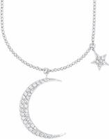 amor Ketting met hanger voor dames, 925 Sterling zilver, zirkonia synth. | Maan/sterren