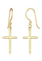 Elli Elli Oorbellen Dames Oor Hanger Kruis in 925 Sterling Zilver Verguld