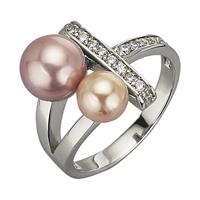 Zeeme Ring »925/- Sterling Silber Muschelkernperle Zirkonia we«