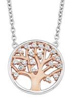 amor Ketting met hanger voor dames, sterling zilver 925, zirkonia (synth.) levensboom