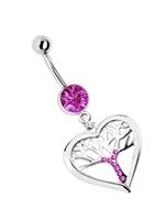 Bauchnabelpiercing »Bauchnabelpiercing «, 316l Stahl Banane - pink mit Stein und Herz mit Lebensbaum