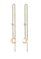 Elli Elli Oorbellen Dames Oor Hanger Halvemaan Astro met Kristal in 925 Sterling Zilver