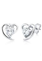 Elli Dames Hart Motief Elegant met Zirconia Kristallen in 925 Sterling Zilver