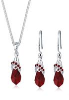 Elli, Schmuckset Kristalle 925 Silber in rot, Schmuck für Damen