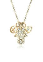 Elli Dames Hamsa Peace boze oog kristallen in 925 sterling zilver verguld