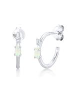 Elli creool marquise opaal zirconia 925 zilver verguld