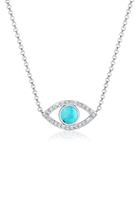 Elli Dames Kwaad Oog Howliet Turkoois met Kristallen in 925 Sterling Zilver