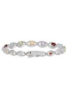 Firetti Silberarmband »bunte Steine, rhodiniert, glänzend, massiv«, mit Diamant, Granat, Blautopas, Peridot, Citrin, Amethyst