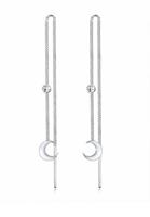 Elli Elli Oorbellen Dames Oor Hanger Halvemaan Astro met Kristal in 925 Sterling Zilver
