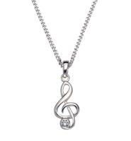Firetti Ketting met hanger Muzieksleutel met zirkoon
