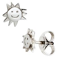 Kinder Ohrstecker Sonne 925 Sterling Silber mattiert Ohrringe Kinderohrringe