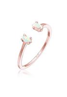 Elli Dames Ovaal Geo-Opaal Open Verstelbaar in 925 Sterling Zilver Rose Goud Geplateerd