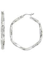 Jobo Paar Creolen, eckig 925 Silber diamantiert