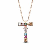 dKeniz Anhänger mit Kette »925/- Sterling Silber rosèvergoldet Buchstabenkett«
