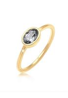 Elli Damesring Klassiek Eenvoudig met Kristal 925 Sterling Zilver Goud