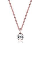 Elli Dames Basis Eenzaam Hanger met Kristal in 925 Sterling Zilver Roségoud Verguld Roségoud
