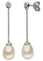 Jobo Perlenohrringe, 925 Silber mit Perlen und Zirkonia