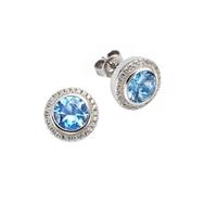 CELESTA Ohrstecker »925/- Sterling Silber Zirkonia & sy. Blautopas«