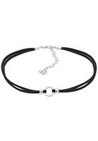 Elli Elli Halsketting Dames Choker Trend Cirkel met Suède Zwart in 925 Sterling Zilver