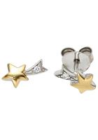 Jobo Paar Ohrstecker »Stern«, 925 Silber bicolor vergoldet mit Zirkonia