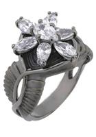Der Herr der Ringe Fingerring »Dark Years Collection Arwens Abendstern - schwarz weiß, 20002140«, Made in Germany - mit Zirkonia (synth)