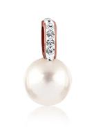 Nenalina Dames Hanger Rond Sprankelend met Kristal en Schelp Kernparel in 925 Sterling Zilver roségoud verguld
