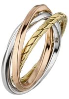 Jobo Silberring, verschlungen 925 Silber tricolor dreifarbig vergoldet